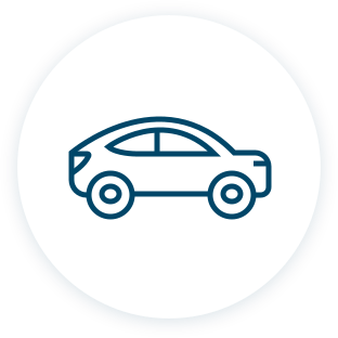 Icon: Auto in einem weißen Kreis.