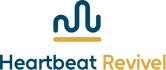 Logo: „Heartbeat Revival“ in Blau/Gold mit Symbol darüber (transparent).